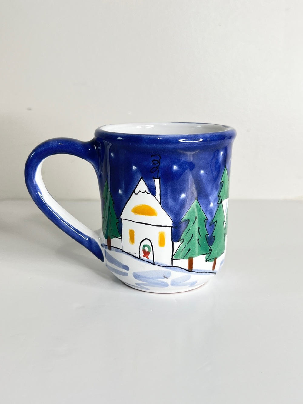 Vintage 90s Starbucks Winter Holiday Mug Hand Painted in Hungary Christmas Mug